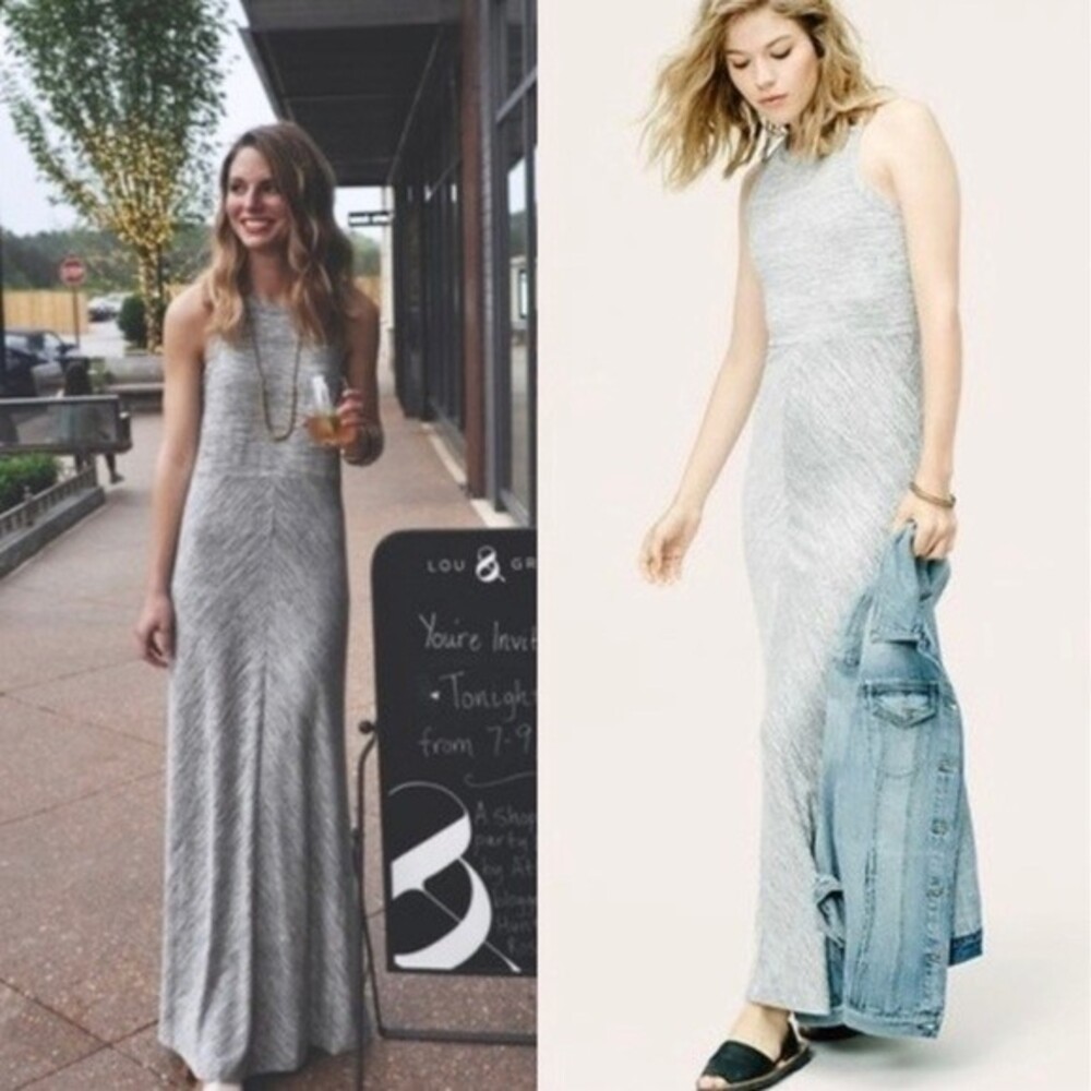 Loft Lou & Grey space dye heather gray maxi dress size XS